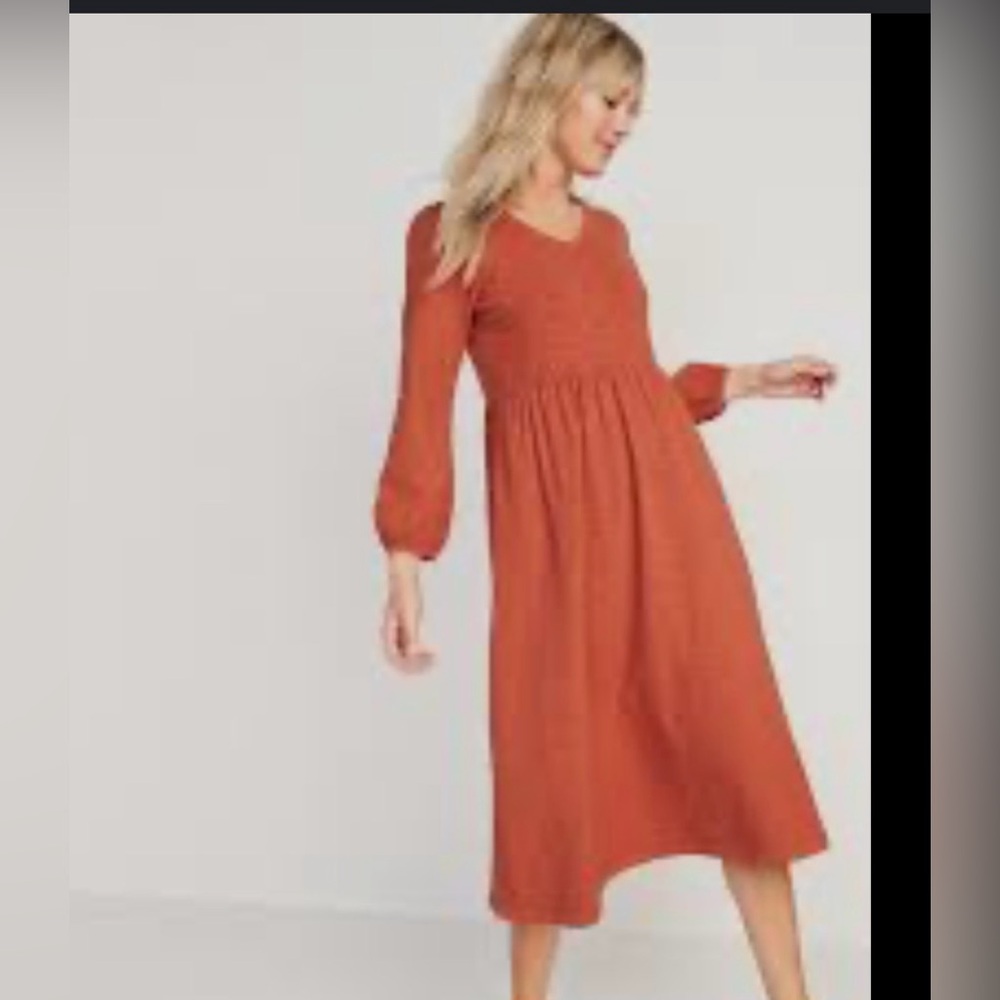 Old Navy Boho Rust Long Sleeve Dress